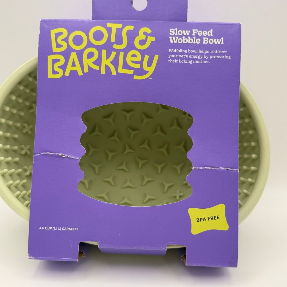 Boots & Barkley Pet Slow‎ Feed Wobble Bowl Green 4.6 Cup Capacity BPA Free Dogs